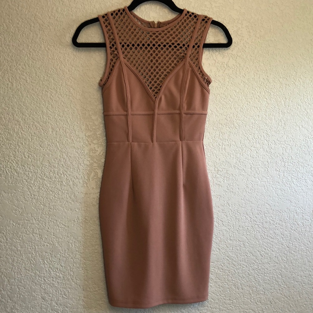 Blush bodycon mini dress